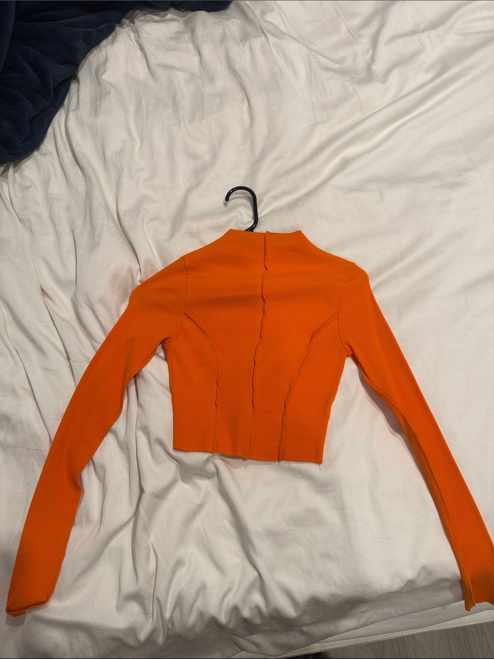 naked wardrobe Orange Cropped Ribbed Turtleneck Sweater